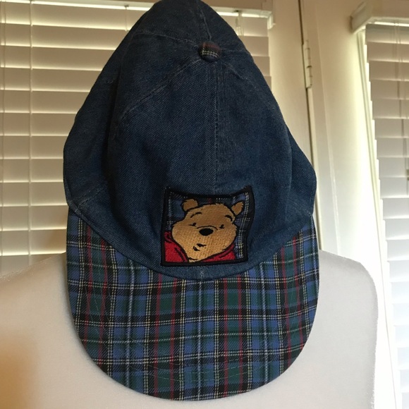 Disney Accessories - Winnie The Pooh Denim & Plaid Baseball Cap OSFA Disney Accessories - Winnie The Pooh Denim & Plaid Baseball Cap OSFA